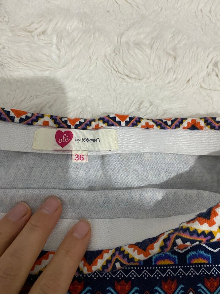 Bohem Çok Renkli Örgü Mini Etek - Görsel 3