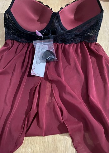 Bordo Uzun İnce Askılı Bohem Kadın iç çamaşır takımı - Görsel 2