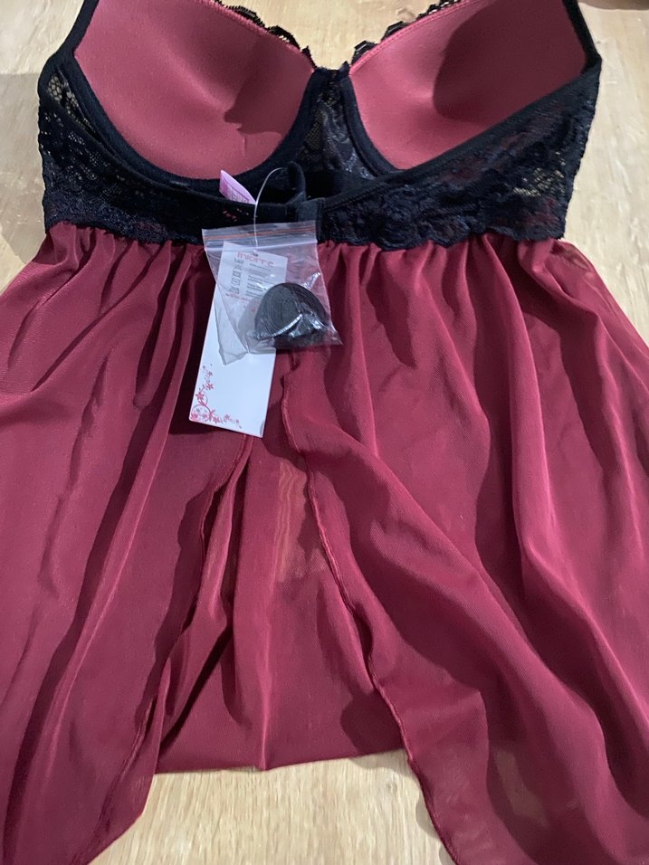 Bordo Uzun İnce Askılı Bohem Kadın iç çamaşır takımı - Görsel 2