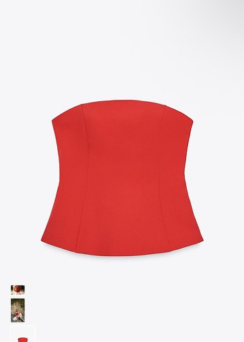 Zara Etiketli Kırmızı Drapeli Straplez Uzun Kadın Elbise - Görsel 2