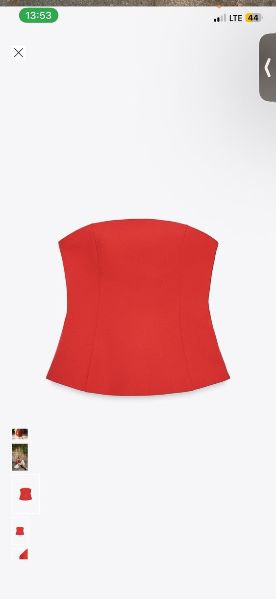 Zara Etiketli Kırmızı Drapeli Straplez Uzun Kadın Elbise - Görsel 2