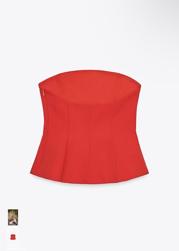 Zara Etiketli Kadın Kırmızı Straplez Mini Büstiyer - Görsel 2