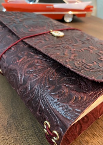 Bordo Kabartmalı Deri Defter Kılıfı A5