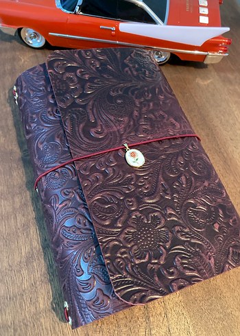 Bordo Kabartmalı Deri Defter Kılıfı A5