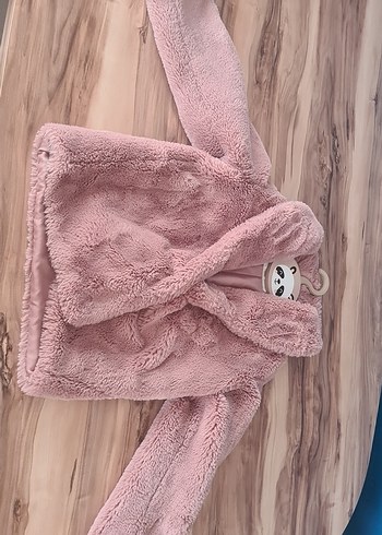 Pembe Kapüşonlu Peluş Çocuk Ceket 6 yaş - Görsel 2