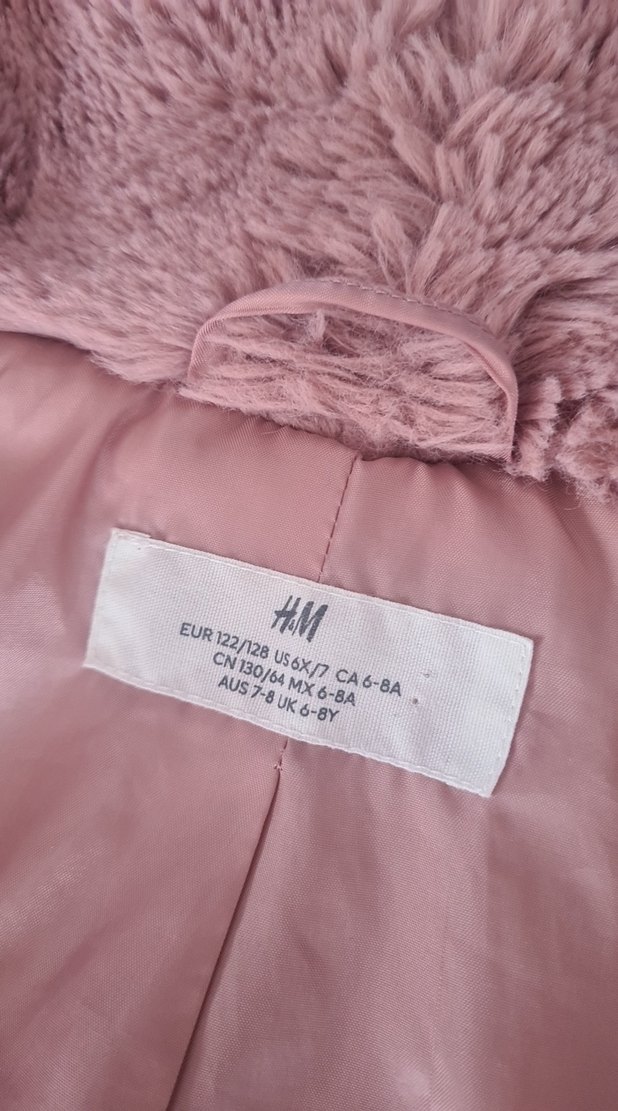 Pembe Kapüşonlu Peluş Çocuk Ceket 6 yaş - Görsel 4