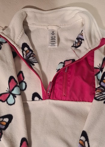 Kelebek Desenli Fermuarlı Kız Polar Sweatshirt - Görsel 2