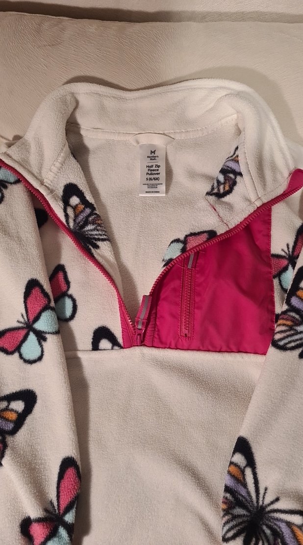 Kelebek Desenli Fermuarlı Kız Polar Sweatshirt - Görsel 2