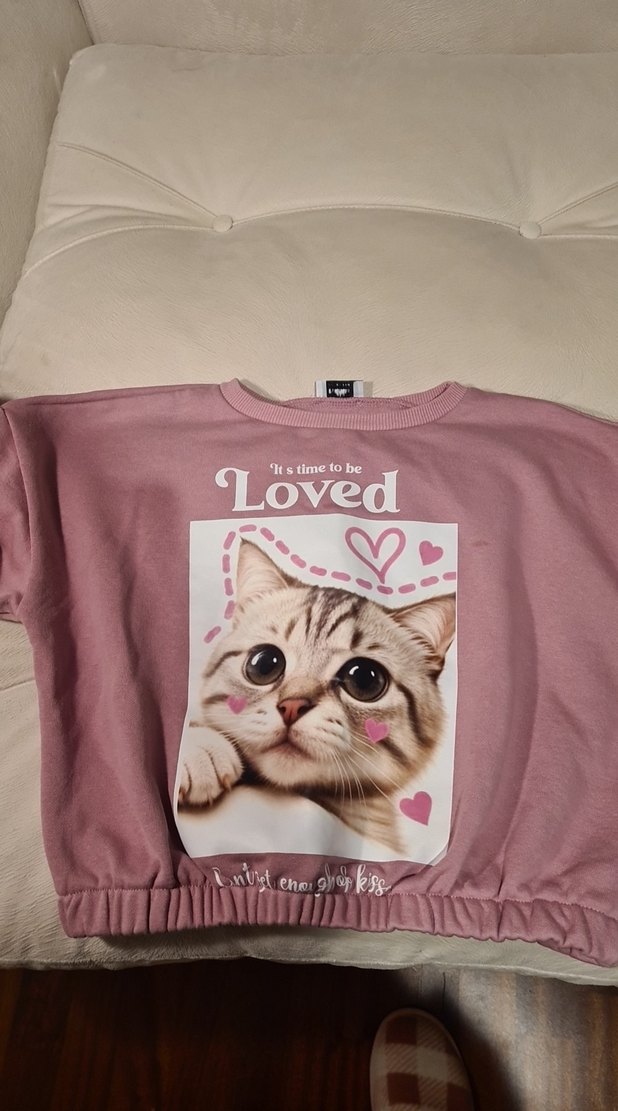 Kız Çocuk Pembe Baskılı Sweatshirt - Görsel 3