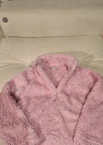 Pembe Kapüşonlu Peluş Sweatshirt - Görsel 3