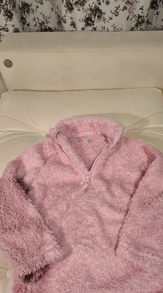 Pembe Kapüşonlu Peluş Sweatshirt - Görsel 3