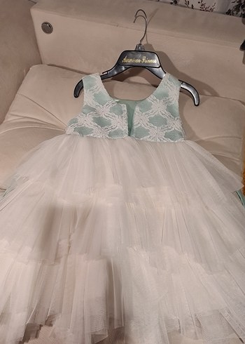 Kız Çocuk Beyaz Dantelli Klasik Elbise - Görsel 2