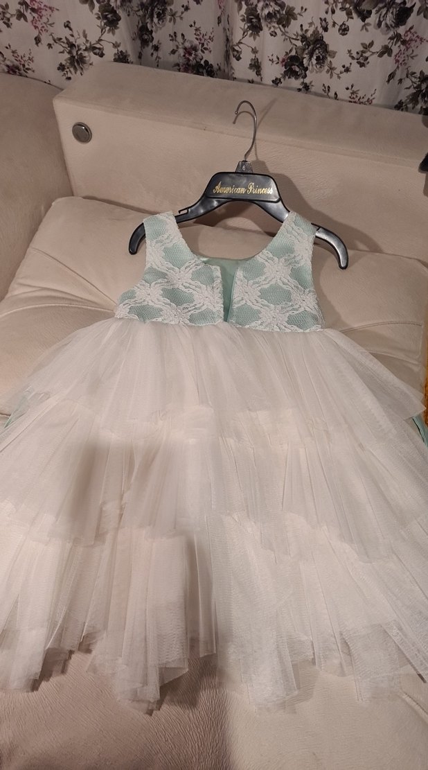 Kız Çocuk Beyaz Dantelli Klasik Elbise - Görsel 2