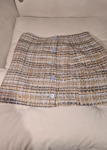 Düğmeli Rahat Kesim Kadın Mini Etek - Görsel 2