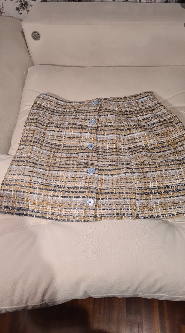 Düğmeli Rahat Kesim Kadın Mini Etek - Görsel 2