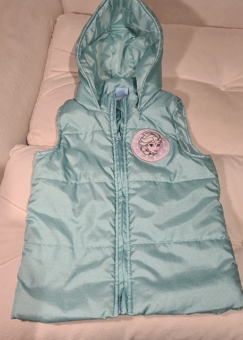 Kız Çocuk Turkuaz Kapüşonlu Fermuarlı Yelek - Görsel 4