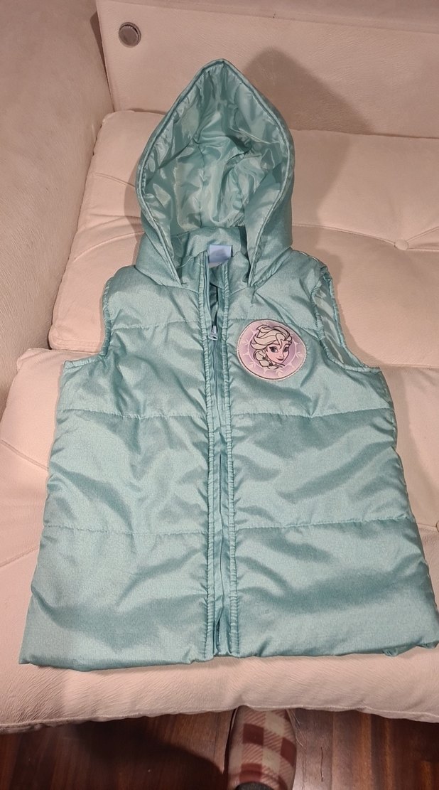 Kız Çocuk Turkuaz Kapüşonlu Fermuarlı Yelek - Görsel 4