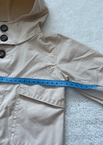 Bej Kapüşonlu Erkek Çocuk Düğmeli Kaban - Görsel 2