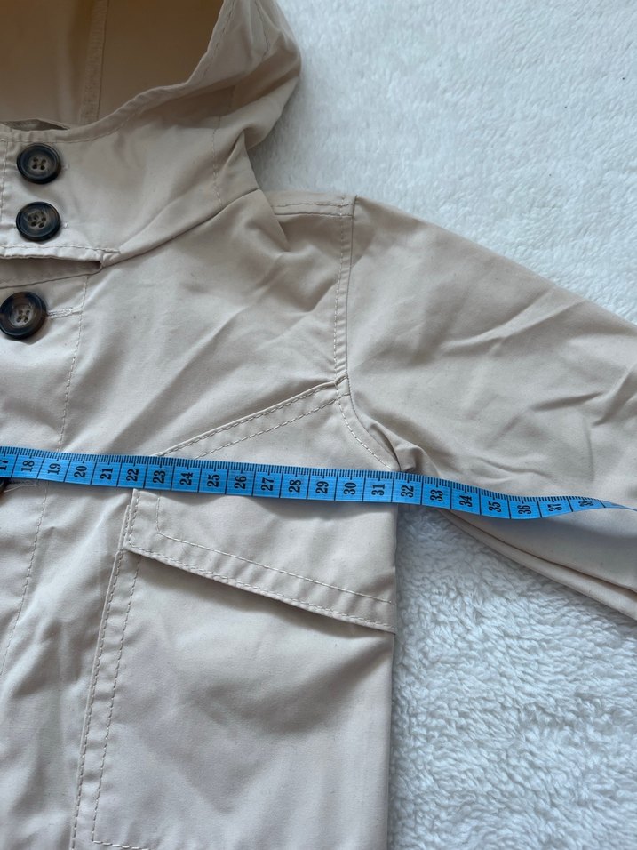 Bej Kapüşonlu Erkek Çocuk Düğmeli Kaban - Görsel 2