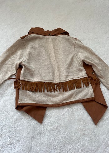 Kız Çocuk Kahverengi Süet hırka - Görsel 4