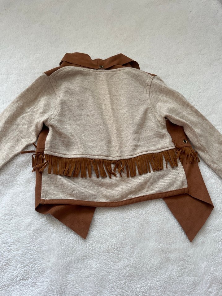 Kız Çocuk Kahverengi Süet hırka - Görsel 4