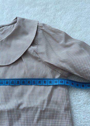 Bej Keten kız çocuk gömlek, Uzun Kollu, Salaş - Görsel 3