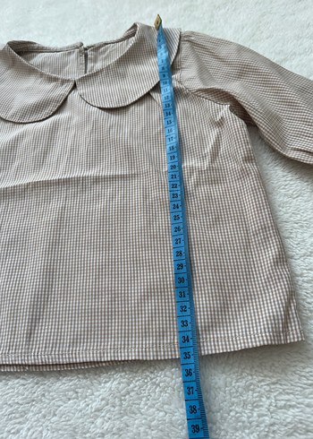 Bej Keten kız çocuk gömlek, Uzun Kollu, Salaş - Görsel 2