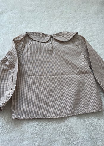 Bej Keten kız çocuk gömlek, Uzun Kollu, Salaş - Görsel 4