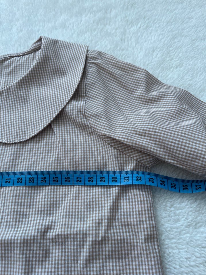 Bej Keten kız çocuk gömlek, Uzun Kollu, Salaş - Görsel 3