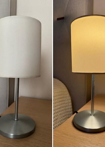 Ikea Ekru Kumaş Başlıklı Metal Abajur