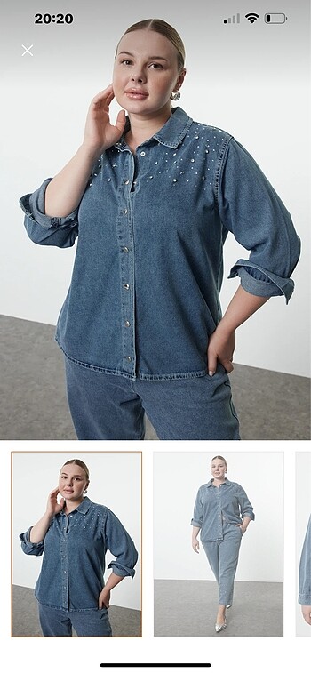 Taşlı Denim Gömlek