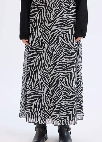 Defacto DeFacto Zebra Desen Şifon Etek