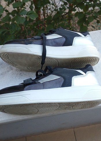 Kadın Siyah Beyaz Spor Ayakkabı Velcro - Görsel 4