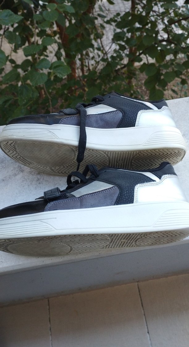 Kadın Siyah Beyaz Spor Ayakkabı Velcro - Görsel 4