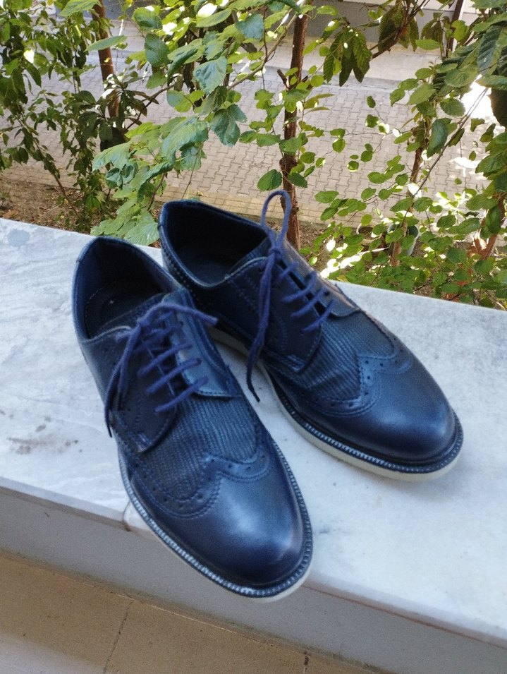 Koyu Mavi Bağcıklı Erkek Klasik Ayakkabı - Görsel 2