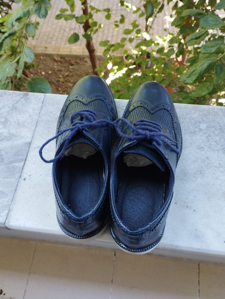 Koyu Mavi Bağcıklı Erkek Klasik Ayakkabı - Görsel 3