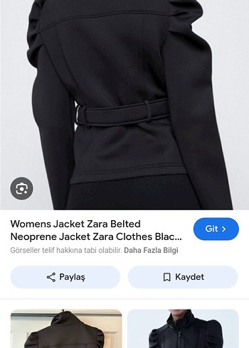 Zara kemerli Siyah Gotik Kadın Ceket - Görsel 3