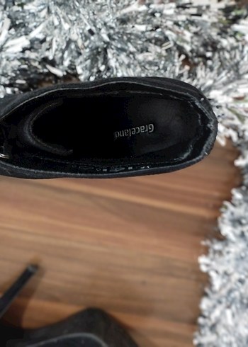 Siyah Süet Stiletto Bağcıklı Kadın Bot - Görsel 4