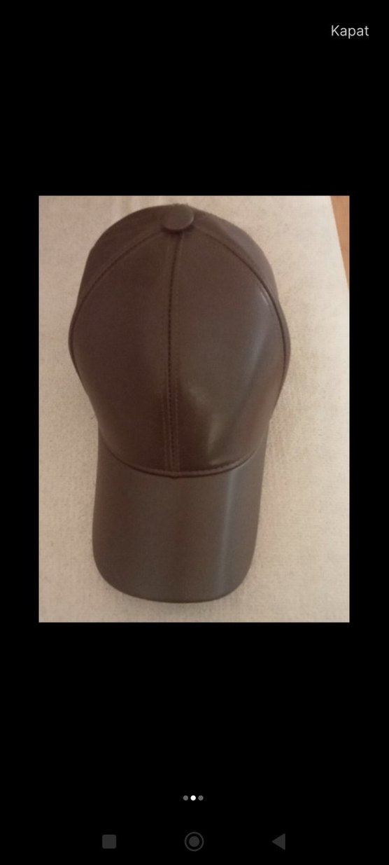 Kadın Kahverengi Deri Biker Şapka - Görsel 2