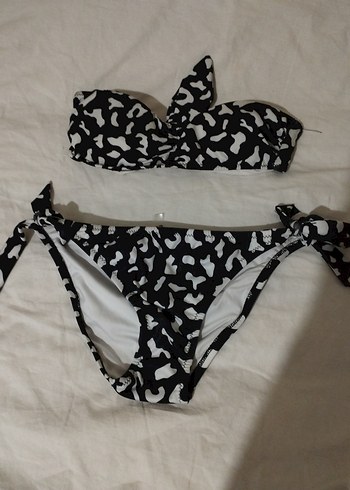 Siyah Beyaz Zebra Desenli Mini Bikini