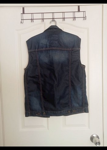 Diğer Düğmeli Mavi Kolsuz Denim Ceket