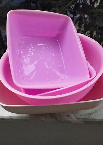 14 adet adet Kırmızı Renkli Plastik Mutfak Kaseleri - Görsel 2