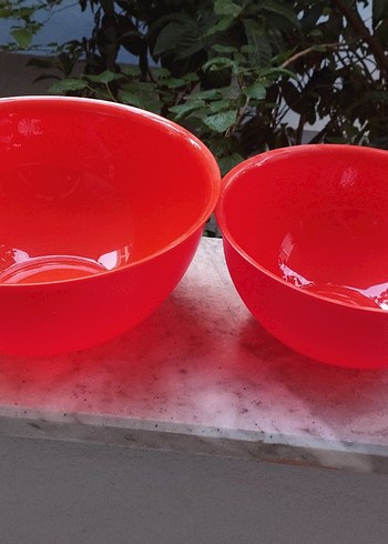 14 adet adet Kırmızı Renkli Plastik Mutfak Kaseleri - Görsel 4