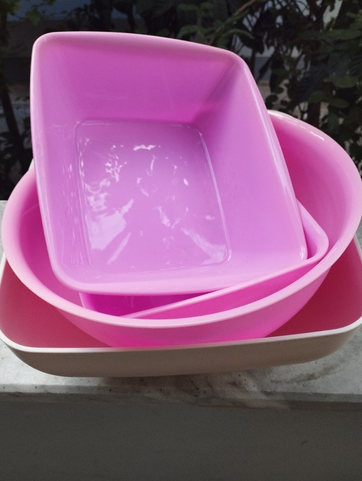 14 adet adet Kırmızı Renkli Plastik Mutfak Kaseleri - Görsel 2