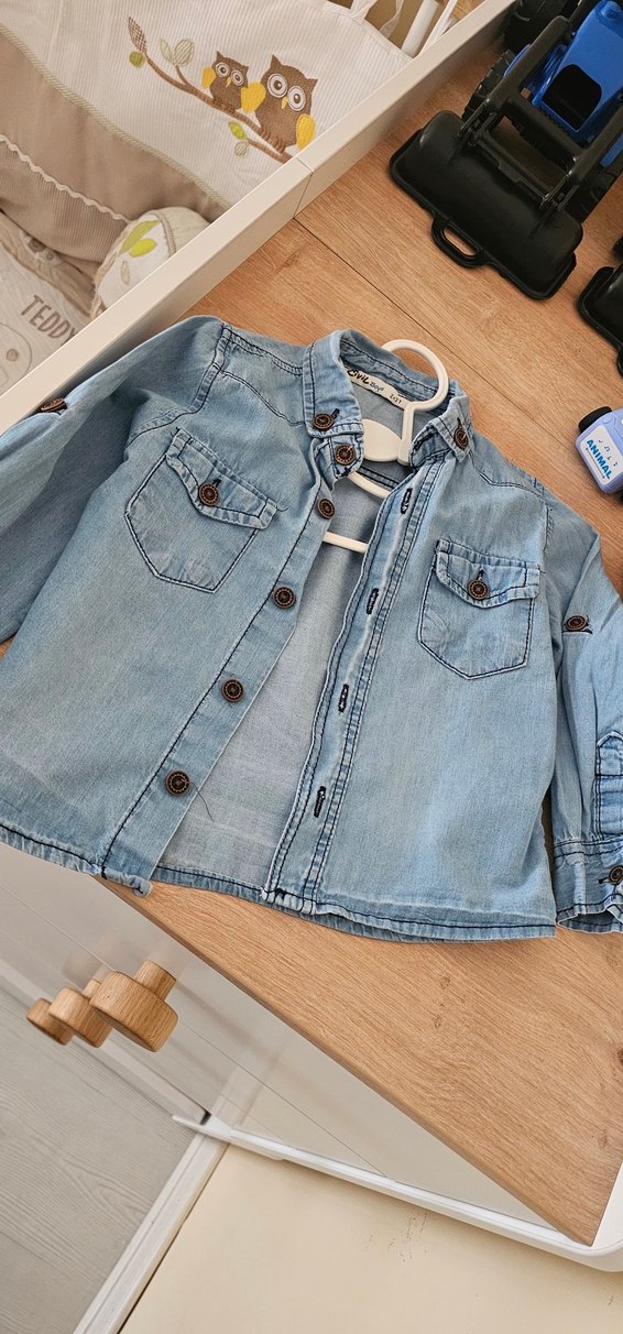 Erkek Çocuk Düğmeli Denim Gömlek - Görsel 3