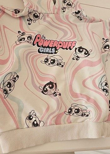 Pembe Powerpuff Girls Baskılı Kapüşonlu Sweatshirt - Görsel 3