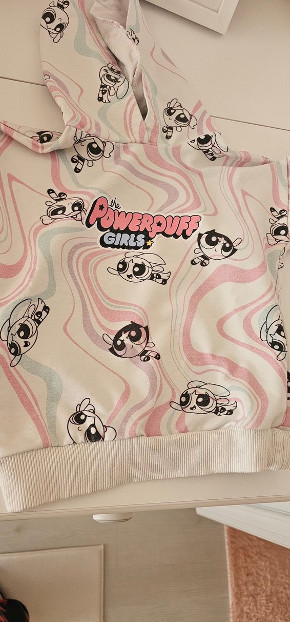 Pembe Powerpuff Girls Baskılı Kapüşonlu Sweatshirt - Görsel 3