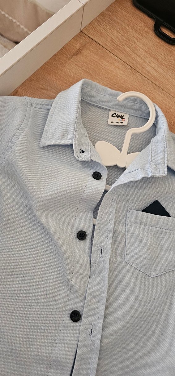 Gri Denim Erkek Çocuk Gömlek - Görsel 2