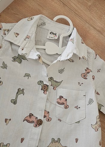 Erkek Çocuk Bej Kısa Kollu Keten Gömlek - Görsel 2