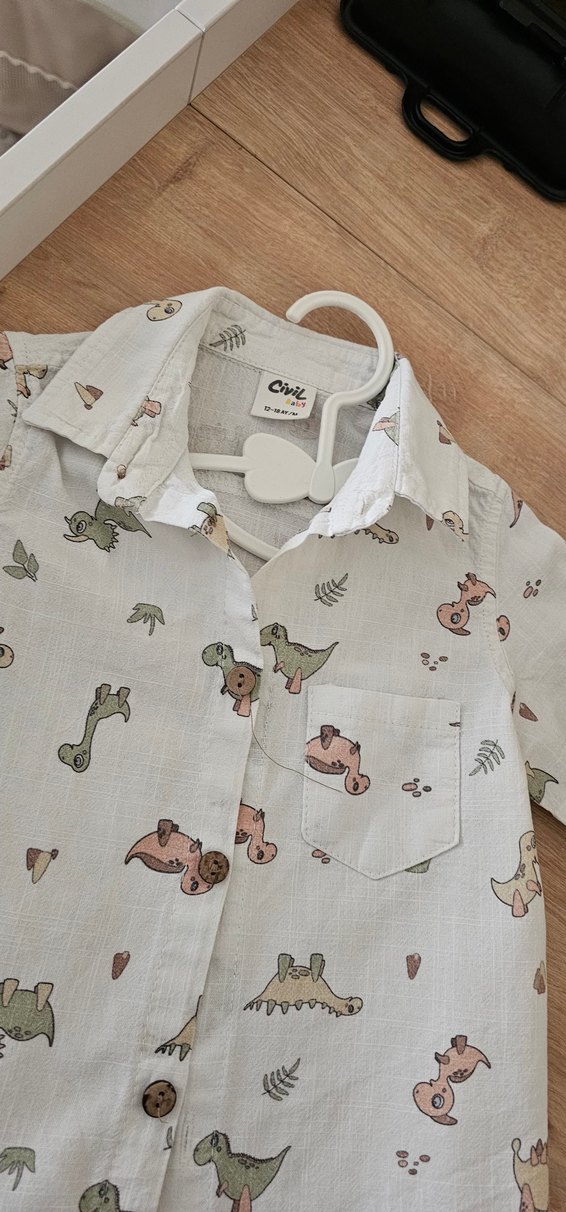 Erkek Çocuk Bej Kısa Kollu Keten Gömlek - Görsel 2